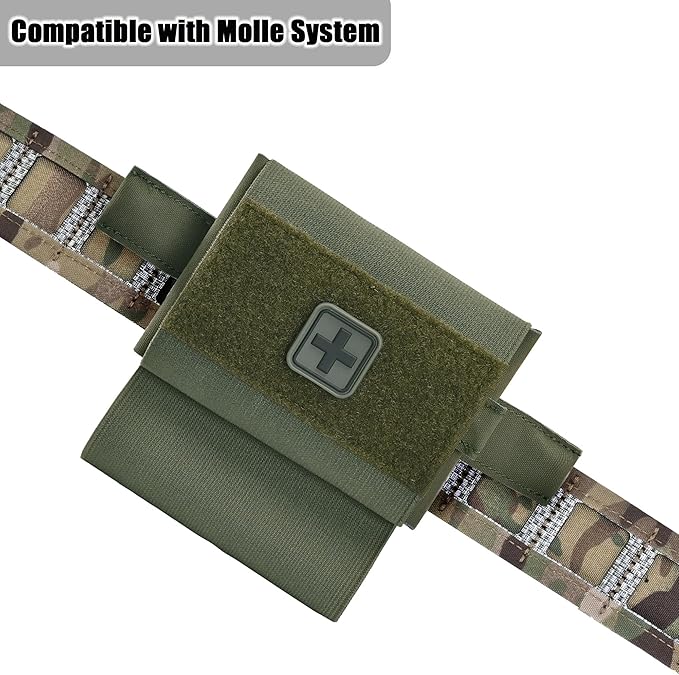 2-in-1 Micro Med Kit Med Pouch Tactical Mini First Aid Pouch Empty Small IFAK Pouch Compact Med Pouch EDC Bag with Tourniquet Holder |MOLLE Belt IFAK Micro Trauma Kit Pouch