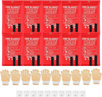 10 Pack Bulk Emergency Fire Blankets for Home and Kitchen with Fireproof Gloves & Hooks Safety Flame Suppression Fire Extinguisher for Camping House Warehouse Car 39.4"x39.4", Housewarming Gifts