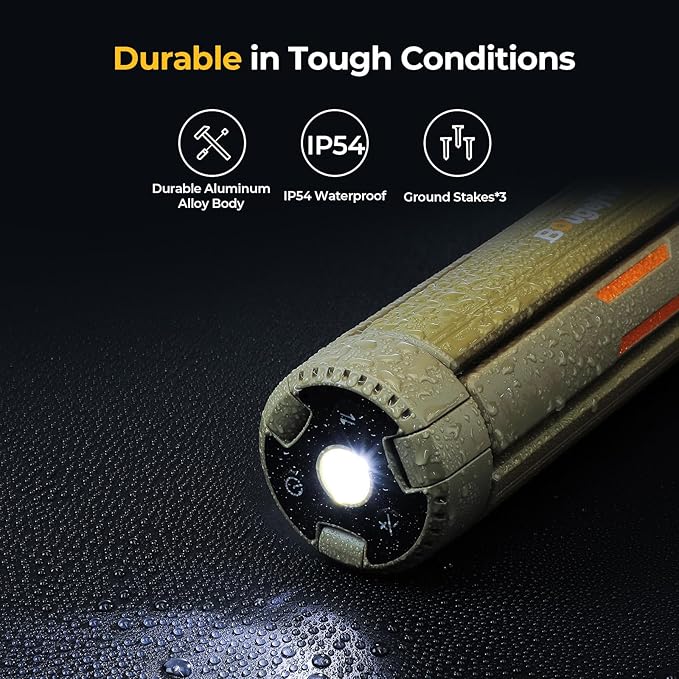 BougeRV Upgraded Telescopic Camping Light, 15600mAh RotatableElectric Lantern, Collapsible Outdoor Light, Cordless Flashlight, Waterproof, Tent Lamp for Camping, Emergency, Hiking, Outdoor