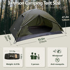 Ultralight 2/3/4 Person Backpacking Tent - Waterproof, 2 Doors, Easy Setup