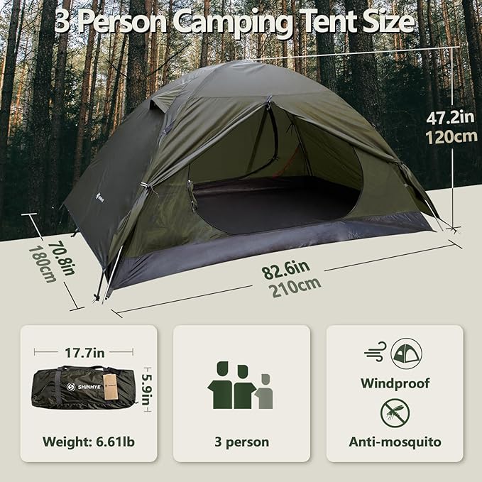 Ultralight 2/3/4 Person Backpacking Tent - Waterproof, 2 Doors, Easy Setup