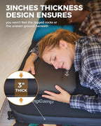 KingCamp Self Inflating Sleeping Pad, R 7.1/7.9 Dual Sided Air & Foam Camping Mattress 2 Person for All Seasons, 3" Thick Full Size Double Sleeping Pad for Camp Tent Outdoor Car, PVC Free