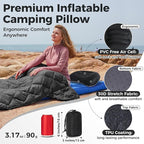 ATEPA Inflatable Camping Pillow, Ultralight Waterproof Travel Pillow with Ergonomic Support & Leak-Proof Air Valve, Compact Portable Pillow for Hiking Backpacking Tent Airplane Beach, Black