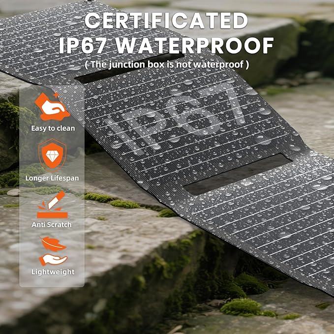 Upgraded FlexSolar 40W Portable Solar Panels Chargers with PD2.0 USB-C,QC3.0 USB-A and DC Outputs Foldable IP67 Waterproof Power Emergency Camping for Small Power Station,Phones, Power Banks