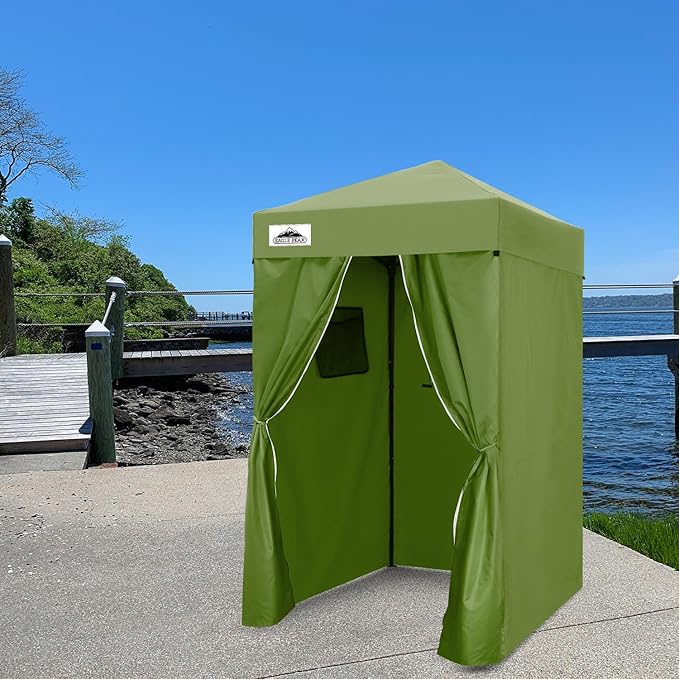 EAGLE PEAK Flex Ultra Compact 4x4 Pop-up Canopy, Sun Shelter, Changing Room, Portable Privacy Canopy Cabana for Pool, Fashion Photoshoots, or Camping, Army Green