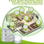 4 Pack Peppermint Oil Spider Repellent Indoor - Powerful Spider Repellent with Plant-Based Ingredients, Keep Spider Away from Indoor Outdoor Room Basement Garage Kids Pet Safe, Easy to Use