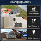 MARBERO 118Wh Portable Power Station with Telescopic Camping Lights for Camping Hiking 32000mAh 160W Max Power Bank with AC Outlet USB DC Output Solar Generator with Telecoping Light Emergency