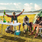 Goplus Folding Stool, 4 Pack 18 inch Foldable Camping Stool for Adults with 440 lb Capacity, Portable Plastic Fold up Stool, Collapsible Round Stool with Handle for Fishing Hiking Gardening BBQ, White