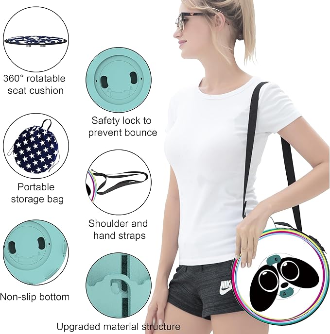 ALEVMOOM Upgraded Telescoping Collapsible Stool with Cushion, Folding Stool with Printing Portable Retractable Foldable Seat Max Load 600lbs for Adults Camping Fishing Outdoor