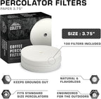 COLETTI Percolator Coffee Filters — Disc Coffee Filters For Percolators – For Bozeman, Butte, & Scoutmaster Camping Coffee Makers – Perfectly Tasteless, Mesh Filter [100 pack, Paper, 3.75”]