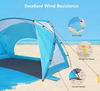 Beach Tent, Portable Sun Shelter for 2/3/4/6-8 Person with UPF 50+ UV Protection, Easy Setup Waterproof Beach Shade Canopy Cabana for Family Outdoor and Picnics, Fishing with Carrying Bag