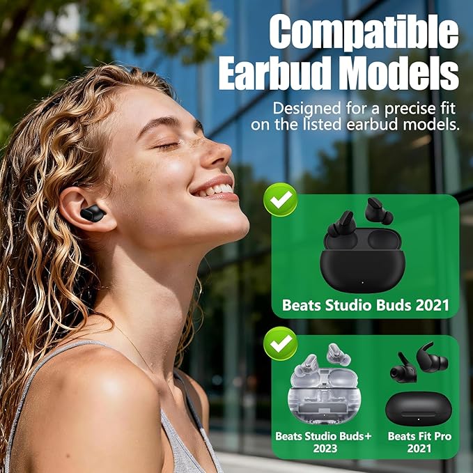 9 Pairs Replacement Ear Tips for Beats Studio Buds/Fit Pro/Studio Buds+, 3 Sizes (S/M/L), Soft Silicone Beats Earbud Accessories, Fit Charging Case (Black)