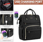 LOVEVOOK Laptop Backpack for Women,15.6 Inch Professional Womens Travel Backpack Purse Computer Laptop Bag Nurse Teacher Backpack,Waterproof Work Bags Carry on Back Pack with USB Port,Black Plait