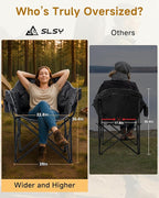 Slsy Heated Camping Chair Oversized, Outdoor Portable Heated Folding Chair, Heavy Duty 500 lbs Support, Padded Seat for Outdoor Sports, Camping, Patio, and Picnics