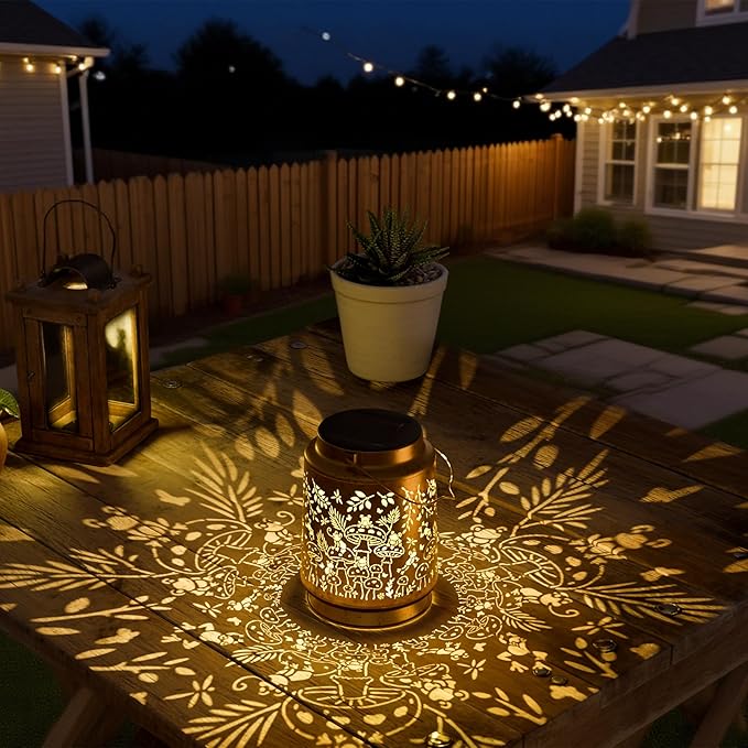 Mushroom & Frog Solar Lantern for Garden Outdoor Decor – Hanging Metal Light Decoration for Patio, Yard, Lawn, Pathway, Backyard – Birthday Gift for Mom, Women, Grandma