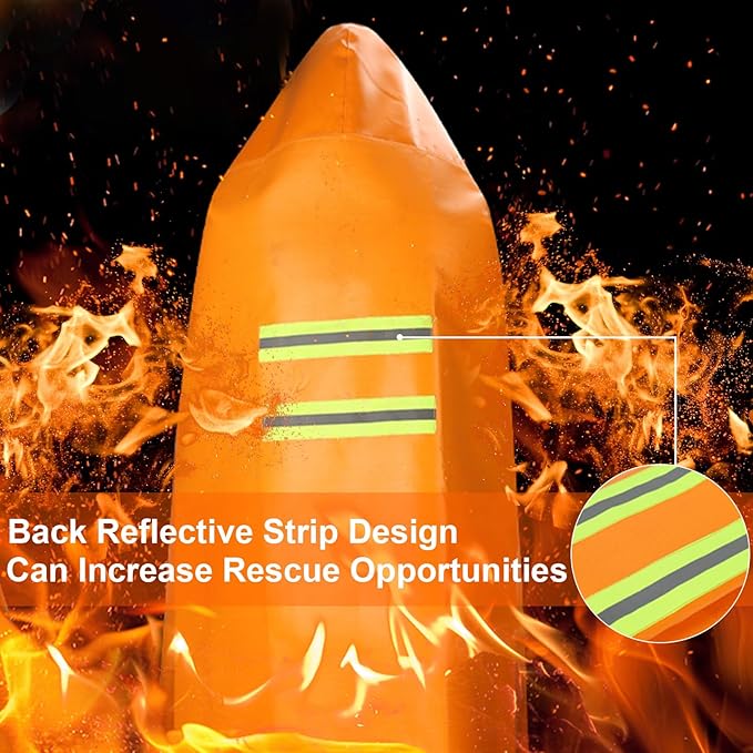 DIBBATU Fireproof Cloak, Fire Escape Cloak, Extra Big Fireproof Fiber Cape, Emergency Used as A Fire Blanket, Head Protection Fire Escape Suit for Household, Office Home (Orange, 63 * 56in)