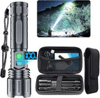 Flashlights 2000 High Lumens Rechargeable - 1500 Meters Long Beam Super Bright LED Flash Light with Power Display & IPX5 Waterproof for Camping, 20H Runtime,5 Modes,Zoomable with Belt Holsters