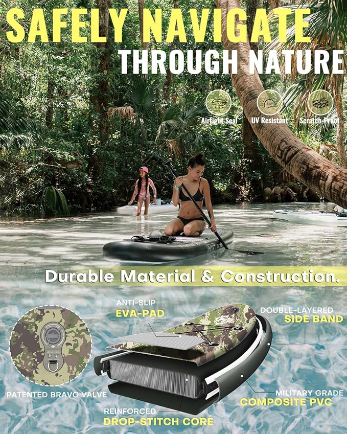 HEYBOARD Inflatable Stand Up Paddle Board 10'6"×32"×6" Standup Paddleboard with Premium SUP Accessories & Backpack, Non-Slip Deck, Waterproof Bag, Leash, Paddle, Hand Pump