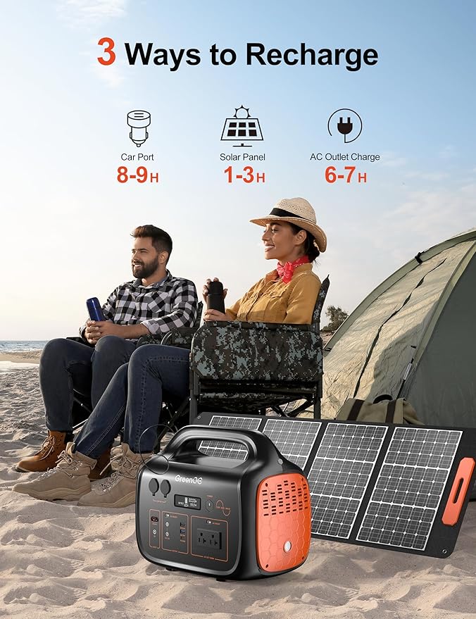 Portable Power Station 1000W 1024Wh 120V Pure Sine Wave AC Outlet USB-C Camping Power Bank with LED 11 Ports Travel Hunting Home Lithium Battery Backup