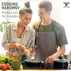 Moss & Stone 6 Pcs Black Nonstick Cookware Set, Pots And Pans Set Non stick With Glass Lid, Induction Cookware, Stay-Cool Handle PTFE/PFOA Kitchen Pots 6-Piece with Frying Pans & Saucepan