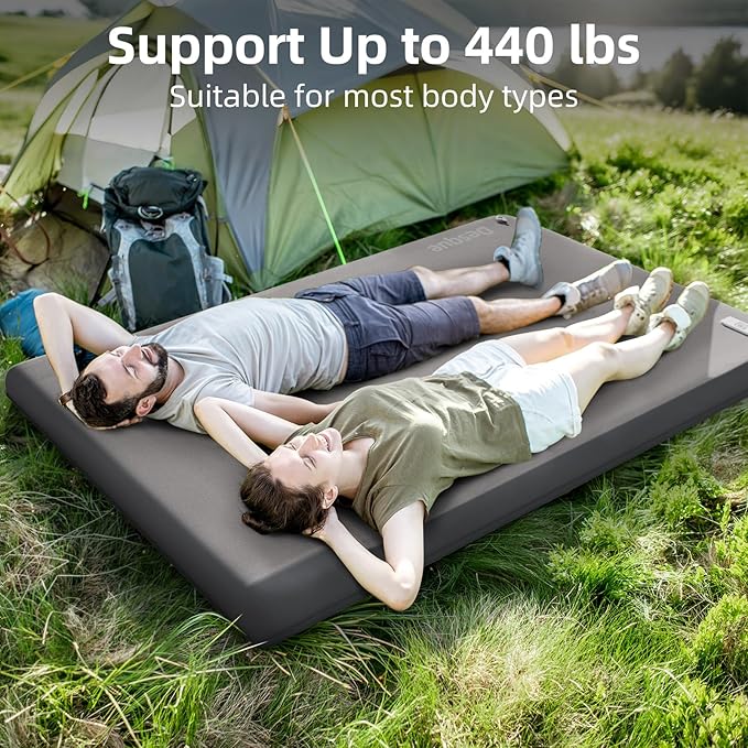Full Self Inflating Sleeping Pad Built-in Electric Pump, 3.14" Thick Air & Memory Foam Camping Mattress, 2 Person Outdoor Camping Mat for Rooftop Tent Car Truck Van Car Traveling Double