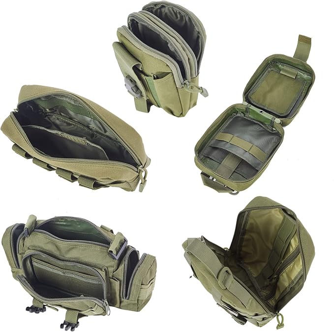 Universal Tactical Car Seat Back Organizer Bag Tactical Molle Vehicle Organizers Panel Vehicle Protector Organizers with 5 Detachable Pouches for Car Truck Ford Jeep (Army green)