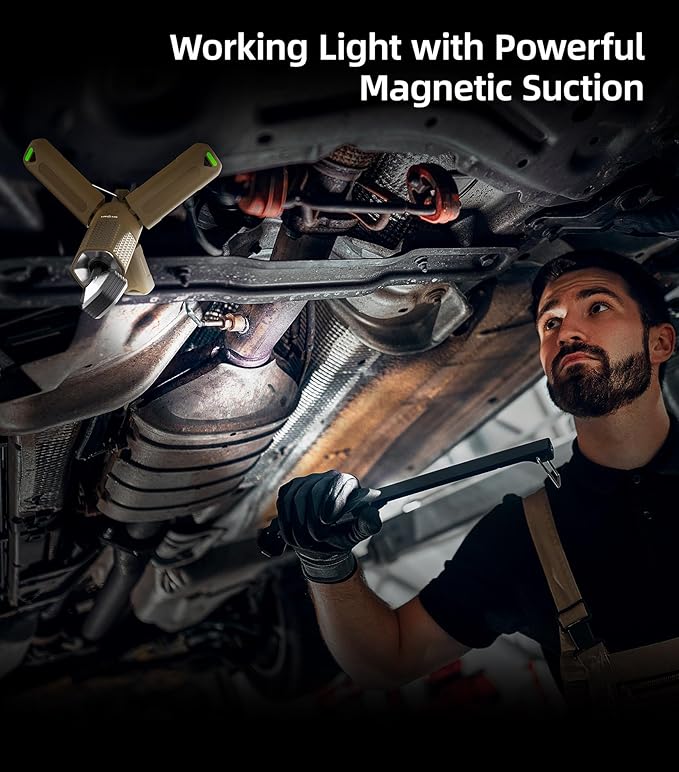 Telescopic Camping Light, Portable Collapsible Magnetic Camp Lantern Rechargeable,10500mAh Telescoping IP67 Waterproof Flashlights, Outdoor Gear for Emergency, Camping, Hiking (Khaki)