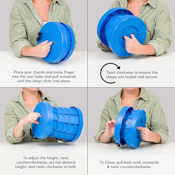 Collapsible Stool With 3-in-1 Cushioned Carry Case, 400lbs Max Weight, Lightweight Portable Retractable Foldable Telescoping Camping Stool for Adults Outdoor Fishing Hiking Travel BBQ