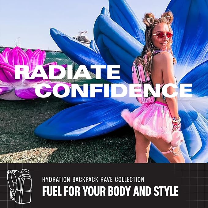 Sojourner Hydration Pack, Hydration Backpack - Water Backpack with 2l Hydration Bladder, Festival Essential - Rave Hydration Pack Hydropack Hydro for Hiking, Running, Biking, Festival Gear