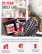 ReadyWise Emergency Food Supply - 14 Day, 150 Servings Emergency Freeze Dried Food Bucket, Protein Meals, Camping Essentials, Survival Kit, Disaster Prepping Supplies, up to 25 Year Shelf Life