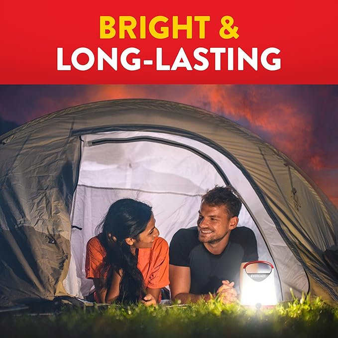 Eveready LED Camping Lantern X-250 (2-Pack), Super Bright Tent Lights, Rugged Water Resistant LED Lanterns, 100 Hour Run-time (Batteries Included), Red and Black