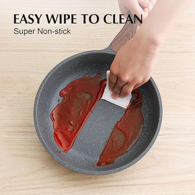 SENSARTE Nonstick Cookware Set 13-Piece, Non Stick Pots and Pans Set with Swiss Granite Coating, Healthy Kitchen Cooking Set, Stay-Cool Handles, PFOA Free