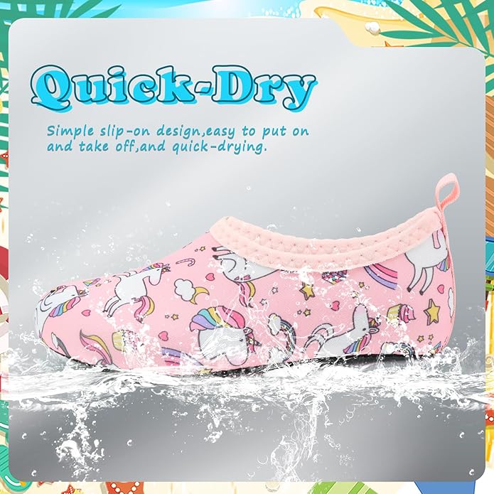 Deevike Kids Water Shoes Boys Grils Barefoot Quick Dry Aqua Socks Beach Shoes for Toddler Sports Swim Surf Outdoor Walking