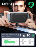 TG90° 10000mAh Portable Charger with Built-in AC Wall Plug and Cables, Ultra Slim USB C Power Bank External Battery Pack Compatible with iPhone and Android Phones