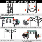 VILLEY Folding Camping Square Table with Carry Bag, Lightweight Aluminum Adjustable Square Table for Outdoor, Camping, Picnic, Backyards, BBQ (L)
