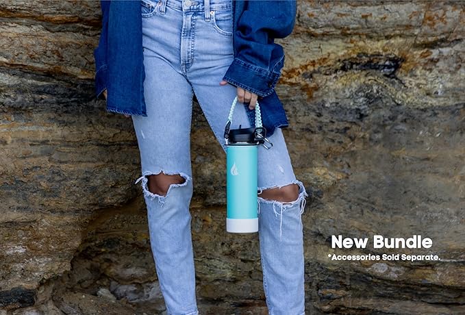 HYDRO CELL Stainless Steel Sport Water Bottle with Straw - Keeps Drinks Cold & Hot via a Leak Proof Metal Triple Insulated Vacuum Flask for All Sports and Outdoors Activities (Teal 24oz)