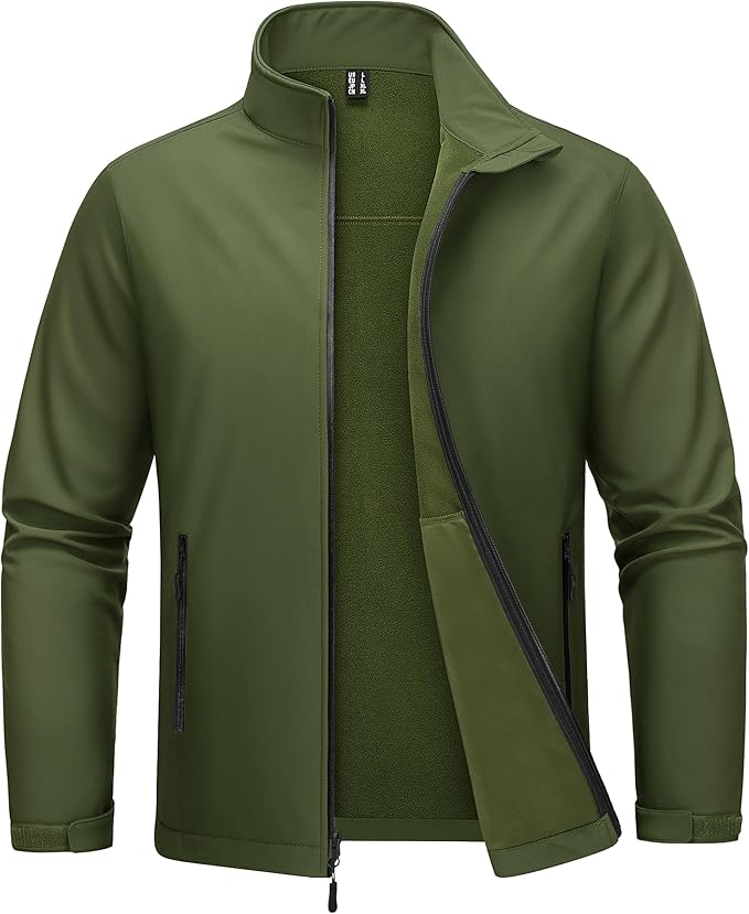 MAGCOMSEN Men's Fleece Lined Softshell Jacket Waterproof Windbreaker Rain Jacket for Tactical Hiking
