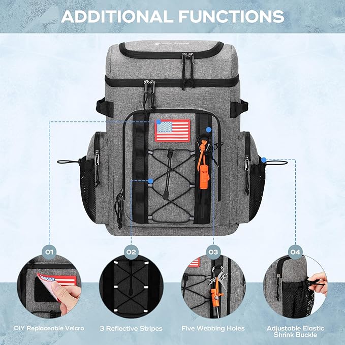 Maelstrom Backpack Cooler,Soft Lightweight Leakproof Cooler Backpack,35 Can Insulated Cooler Bag,Keeps 35 Cans Hot/Cold for Up to 16 Hours,Waterproof Lunch Backpack for Men Women-Grey