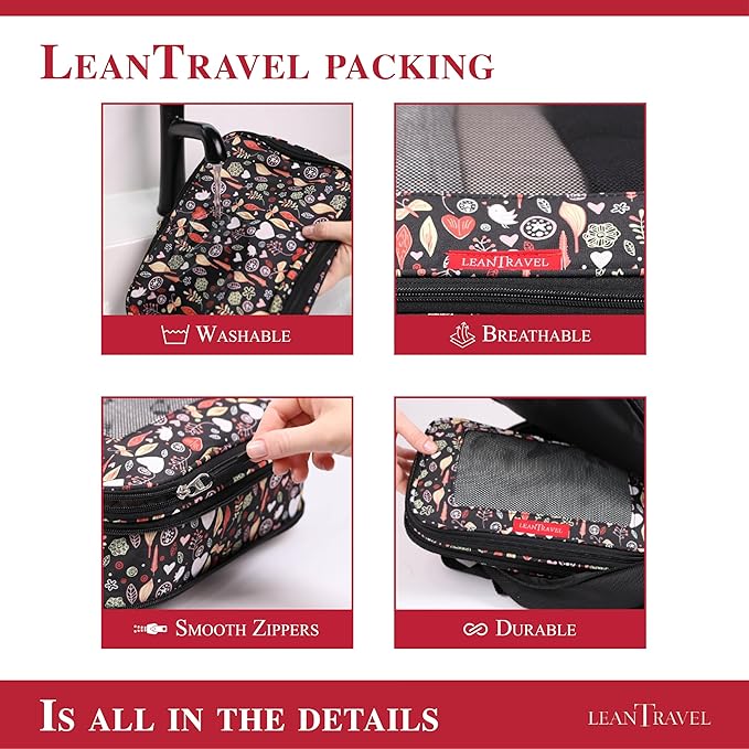 Compression Packing Cubes for Travel Organizers with Double Zipper, LeanTravel