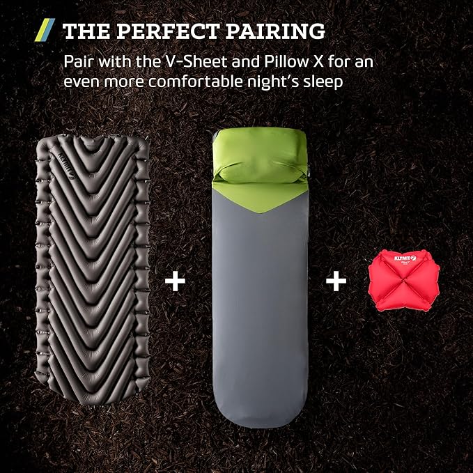 Klymit Static V Luxe Sleeping Pad, Lightweight Lofted Camping Air Mattress for Tents and Cars with Body Mapping Tech, 3 In Thick Grey