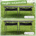 Briwooody 2 Pack Portable Folding Camping Table, Adjustable Height Aluminum Roll-Up Outdoor & Indoor Picnic Table with Large Carry Bag for Beach, BBQ, Travel & Backyard (47.2 x 21.65 Inches)