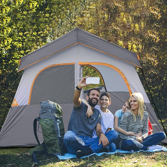 HIKERGARDEN 6-8 Person Camping Tent - Portable Family Cabin Tent for Camp, Windproof Fabric Camp Tent Outdoor for Hiking, Backpacking, Traveling