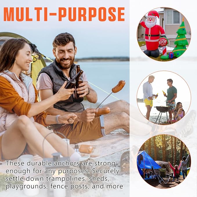 Shimeyao 10" Tent Stakes Camping Heavy Duty Stakes Bulk Metal Ground Pegs Camping Spikes Galvanized for Outdoor Pitching Canopy