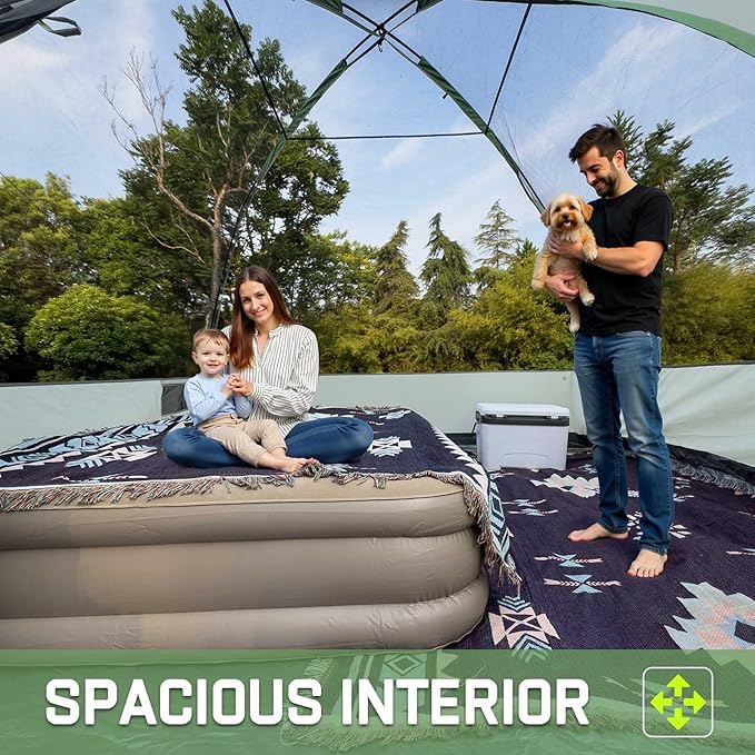 Happy Travel Camping Tent, 4/6 Person Dome Tents for Camping with Rainfly, Waterproof Clip Easy Setup Portable Family Tent with Mesh Windows, 20% More Headroom Backpacking Tents for Camping & Hiking