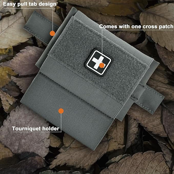 2-in-1 Micro Med Kit Med Pouch Tactical Mini First Aid Pouch Empty Small IFAK Pouch Compact Med Pouch EDC Bag with Tourniquet Holder |MOLLE Belt IFAK Micro Trauma Kit Pouch