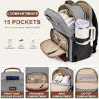 Focdod Laptop Backpack for Women Bookbag: 17 inch Work Backpacks with Pouch Pocket for Large Capacity Cup & USB Charger College Book Bag Travel Business Nurse Teacher Bookbags Anti-theft Back Pack