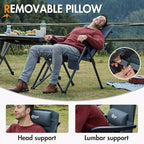 Portal Reclining Camping Chair, High Back Folding Lawn Chair with Adjustable Reclining for Adults, Oversized Chair for Garden, Porch, Outdoor Camping