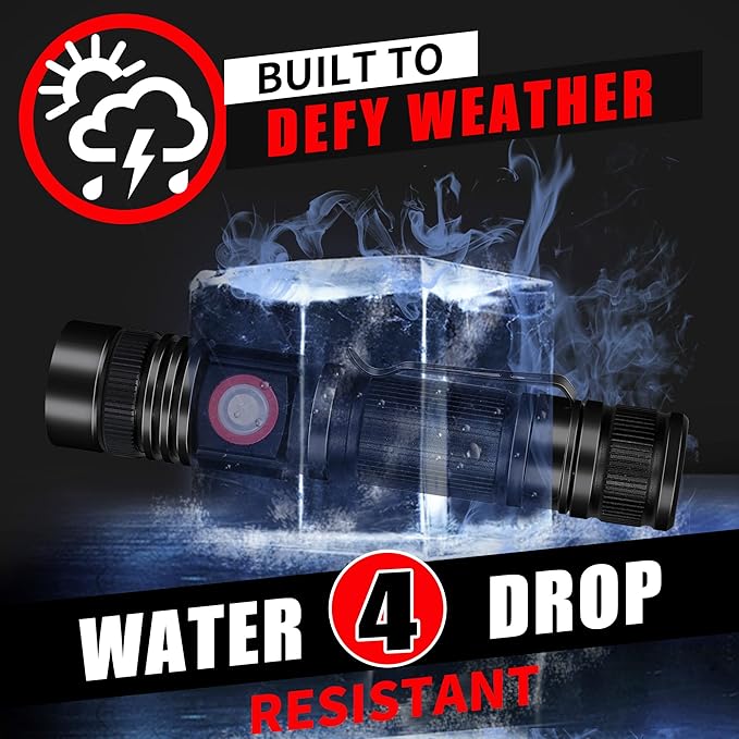 DARKBEAM LED Flashlight Rechargeable USB 2000 High Lumens, Small and Bright Pocket Flashlights, Focus Adjustable Water Resistant Handheld Flash Light for Camping, Outdoor, Emergency