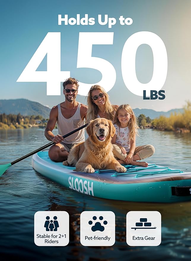 SLOOSH Inflatable Stand Up Paddle Board, 10'6" Paddle Boards with Premium Accessories, Non-Slip EVA Deck, Ultra-Light Carry Bag Pump, Ripple SUP for Youth & Adults of All Skill Levels