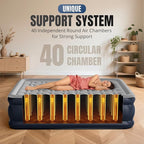 Queen Air Mattress with Built-in Pump, 18" Top Inflatable Mattress with Waterproof Flocking Fabric, Three-Minute Quick-Inflatable Bed. Portable Blow Up Mattress for Home, Outdoor and Guests